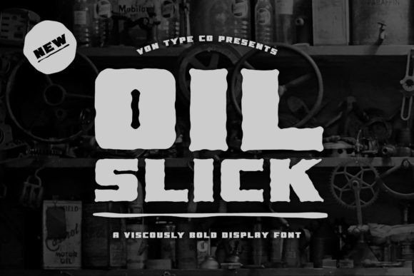 Oil Slick Font: Bold All-Caps Display Typeface for Handmade & Industrial Branding